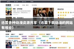 迅雷各种动漫资源共享（迅雷下载动漫的网站有哪些）