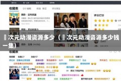囧次元动漫资源多少（囧次元动漫资源多少钱一集）